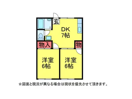 コーポ石井3(2DK/1階)の間取り写真