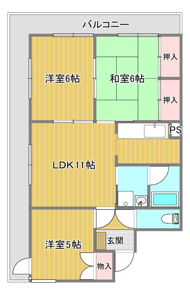 荒神ビル(3LDK/4階)の間取り写真
