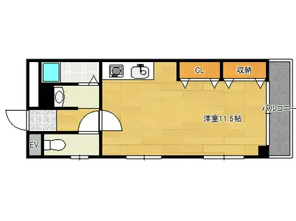 クレセール春日出2(ワンルーム/5階)の間取り写真