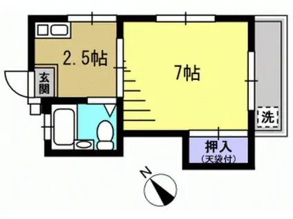 ハイツイトウ(1K/2階)の間取り写真