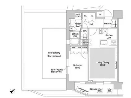 ソアラノーム大岡山(1LDK/6階)の間取り写真