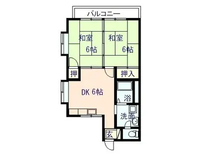ファミールS月出(2DK/2階)の間取り写真