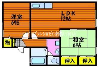 グローリーハウス的場C(2LDK/2階)の間取り写真