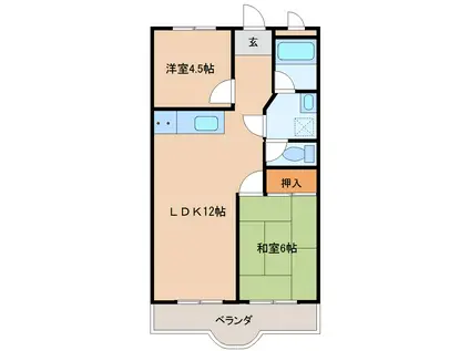 クリーンピア タナベ(2LDK/4階)の間取り写真