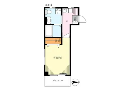 タテノビル(1K/2階)の間取り写真