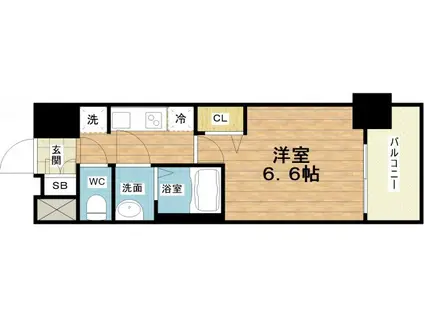 プレサンス大国町アドロッソ(1K/2階)の間取り写真