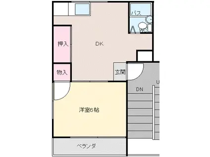 秋元マンション(1DK/2階)の間取り写真