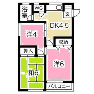コーポカトウ(3DK/2階)の間取り写真