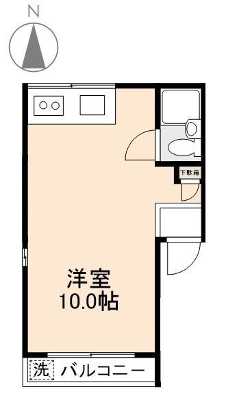 コーポアイアンA・B(ワンルーム/2階)の間取り写真