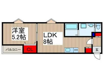 MELDIA小手指(1LDK/3階)の間取り写真