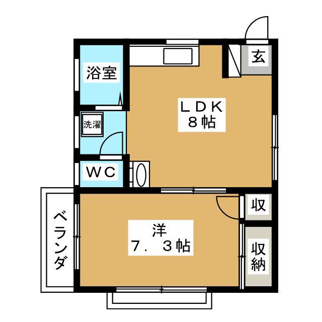 パールハイツママ(1LDK/1階)の間取り写真