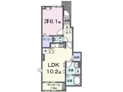 ＪＲ東北本線 槻木駅 徒歩36分 2階建 築1年(1LDK/1階)の間取り写真