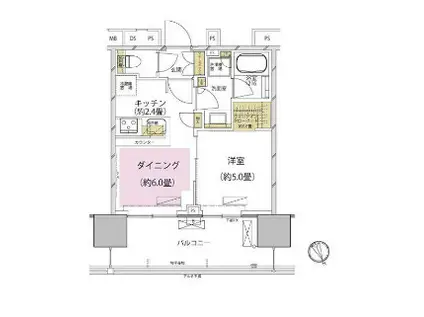 ザ・パークハウス渋谷美竹(1DK/5階)の間取り写真