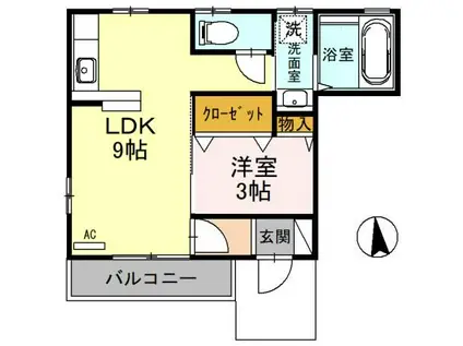 カノン上関(1LDK/1階)の間取り写真