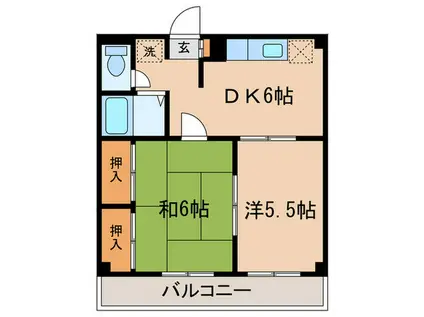 エステートピア山崎A(2DK/2階)の間取り写真