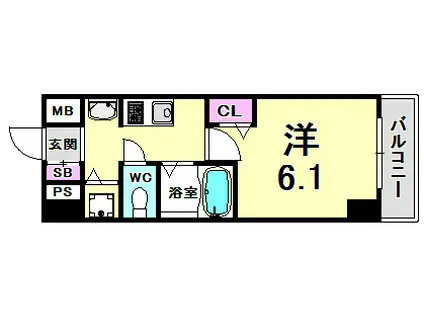 LALA PLACE三宮東アスヴェル(1K/4階)の間取り写真