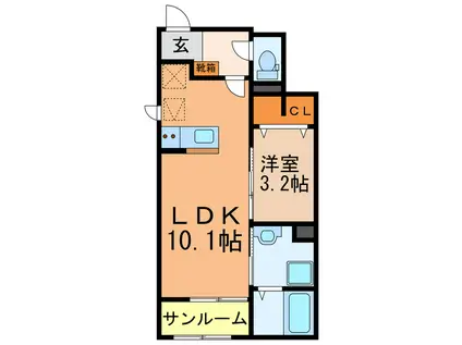 ローズガーデン(1LDK/1階)の間取り写真