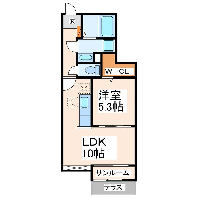 FBII(1LDK/1階)の間取り写真