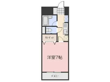 マローン新福(1K/4階)の間取り写真