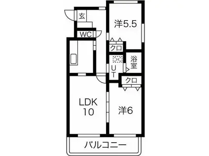 ハイツかなれ(2LDK/4階)の間取り写真