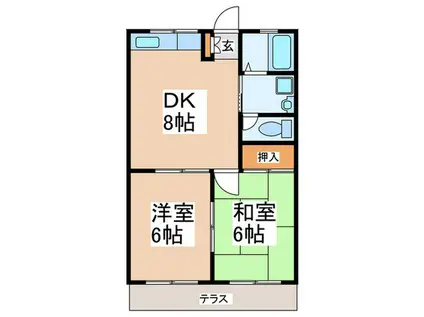 HOUSE HIZUKI(2DK/1階)の間取り写真
