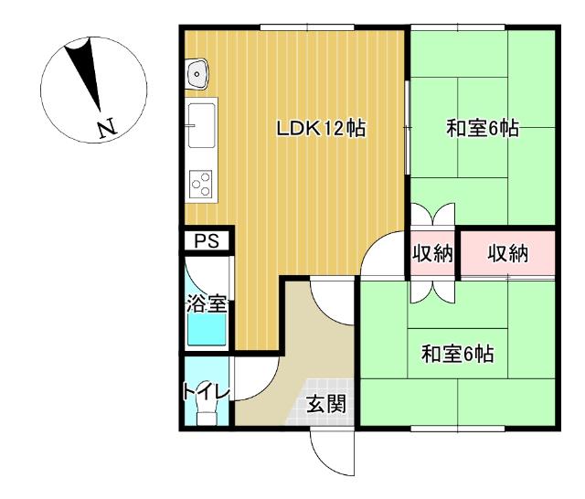 ハイツかねよしB(2LDK/2階)の間取り写真