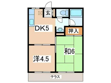 Kハイツ(2DK/1階)の間取り写真