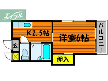 シャトレ下中野(1K/1階)の間取り写真