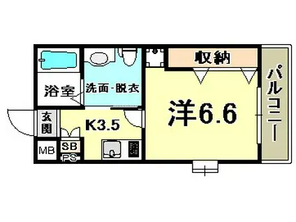 MS三宮(1K/4階)の間取り写真