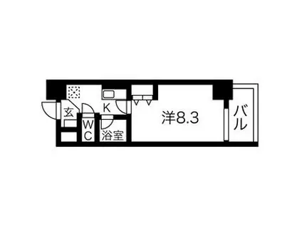 ヒルズ新栄2号館(1K/8階)の間取り写真