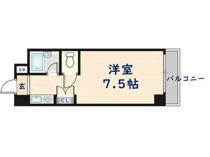 エクセルシオール長田(ワンルーム/9階)の間取り写真