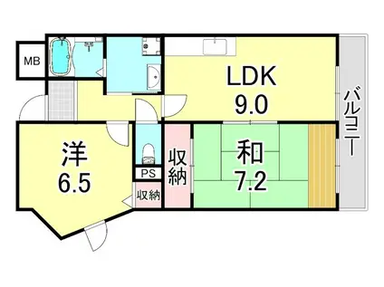 カーサ・カーロ・板宿(2DK/1階)の間取り写真