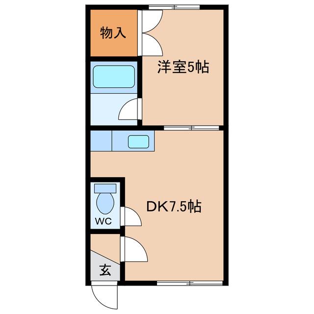 エスコート317(1DK/2階)の間取り写真