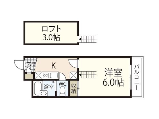 レオパレスVERDE江波(1K/3階)の間取り写真