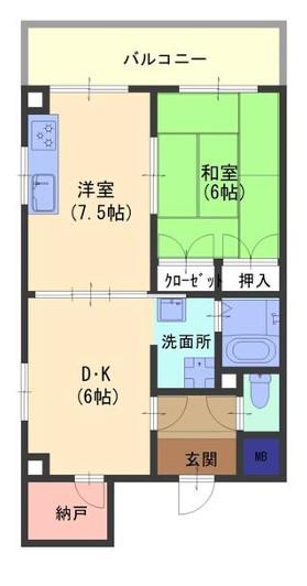 エルヴィエント花北(2DK/3階)の間取り写真