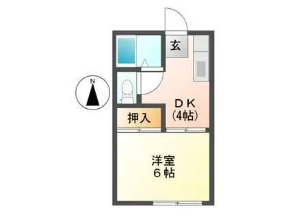 サニーライフ栗真A(1K/2階)の間取り写真