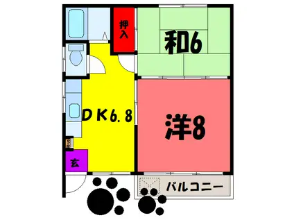 林グリーンハイツ(2DK/1階)の間取り写真