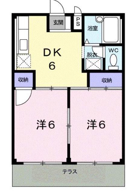 ハイツ香南(2DK/1階)の間取り写真