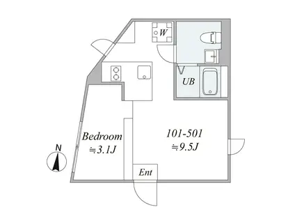 オークレスト中野(1LDK/3階)の間取り写真