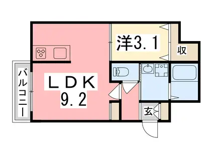 レガーロ天神町(1LDK/1階)の間取り写真
