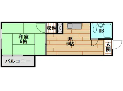 コーポ安留(1DK/2階)の間取り写真