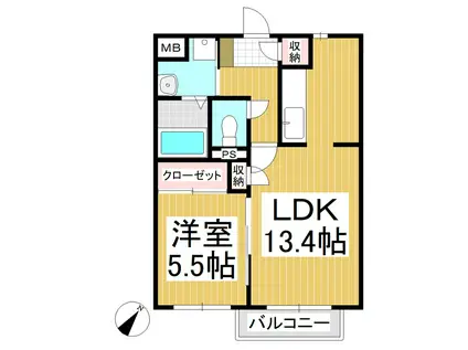 O.DOLLY(1LDK/1階)の間取り写真