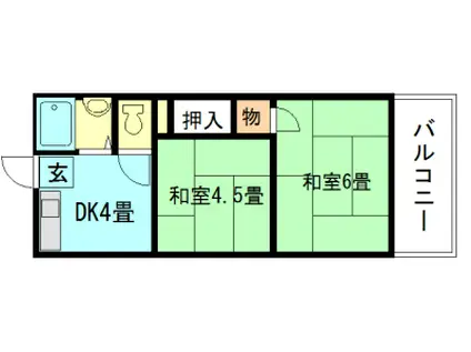 門野マンションB棟(2DK/1階)の間取り写真