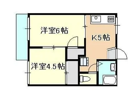 レジデンス中田(2DK/2階)の間取り写真