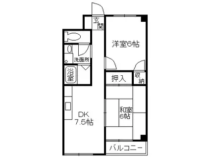 パルティールマンション 3階(2DK/3階)の間取り写真
