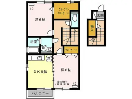 セジュール浜津II(2DK/2階)の間取り写真