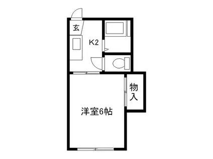 メゾンフォンテーヌ B棟(1K/1階)の間取り写真