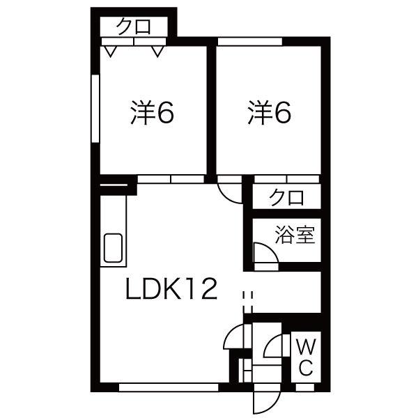サンハイツ清水(2LDK/1階)の間取り写真