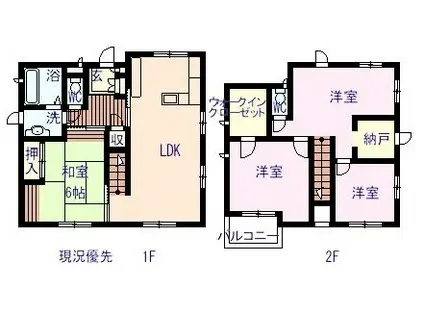 新高山アパート(4LDK/1階)の間取り写真