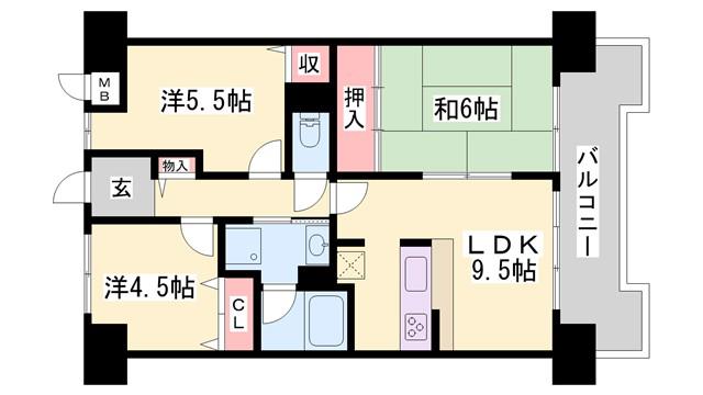 ネオハイツ花の北(3LDK/1階)の間取り写真